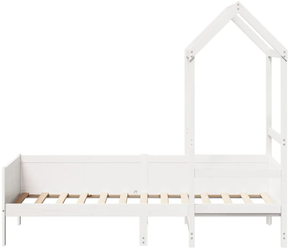 Sofá-cama c/ telhado 90x190 cm madeira de pinho maciça branco