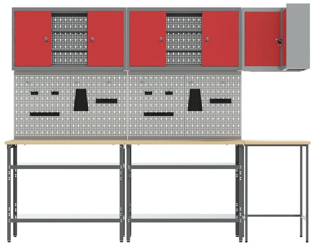 Conjunto de mesa para guardar ferramentas de 10 peças vidaXL - Madeira