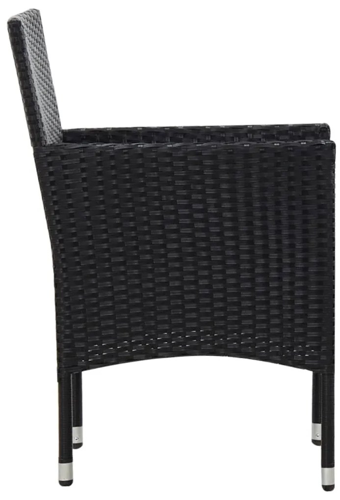 5 pcs conjunto lounge de jardim c/ almofadões vime PE preto