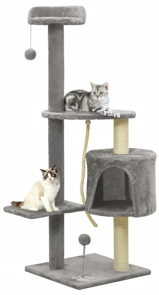 Árvore para gatos c/ postes arranhadores sisal 120 cm cinzento