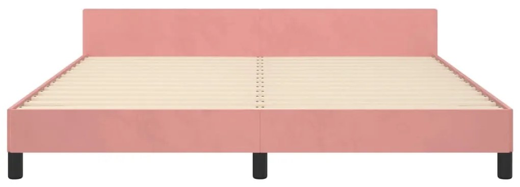 Estrutura de cama c/ cabeceira 160x200 cm veludo rosa