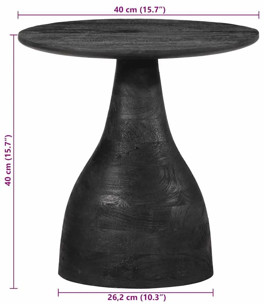 Mesa de apoio preto Ø40x40 cm madeira de mangueira maciça