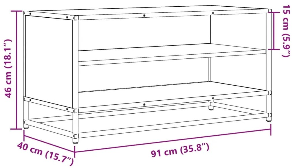 Móvel para TV 91x40x46 cm derivados de madeira/metal preto