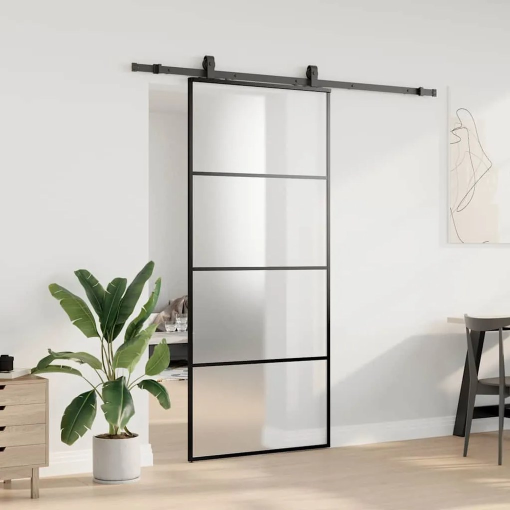 Porta deslizante c/ conj. ferragens 90x205cm vidro ESG preto