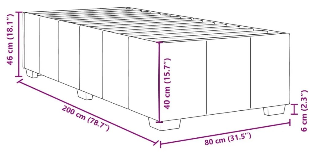 Estrutura de cama sem colchão 80x200 cm tecido castanho-escuro