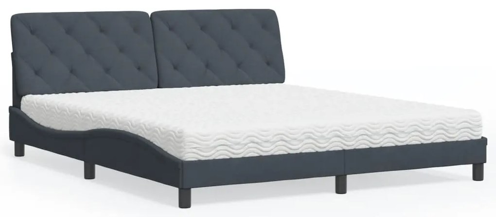 vidaXL Cama com colchão 180x200 cm veludo cinzento-escuro