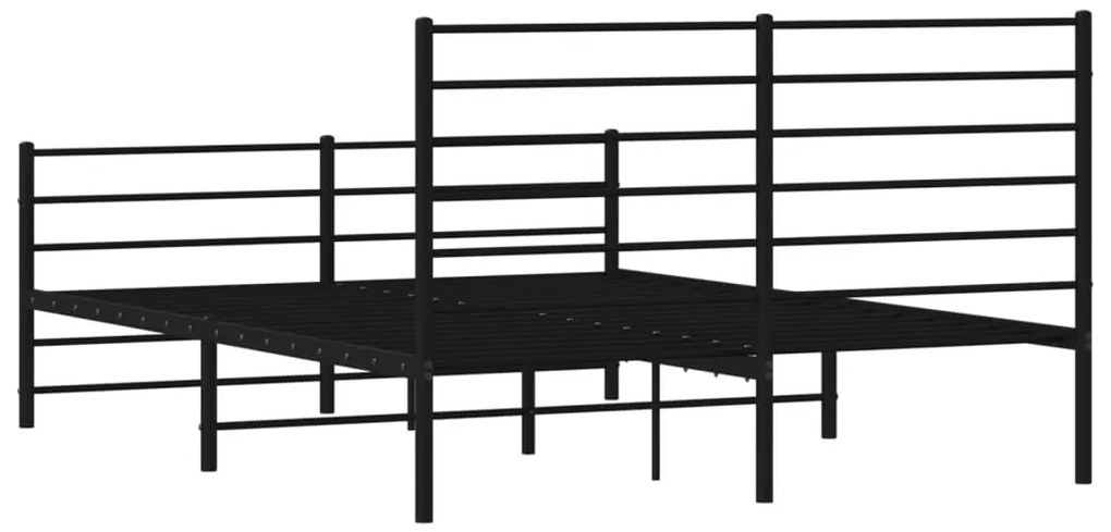 Estrutura de cama com cabeceira e pés 140x200 cm metal preto