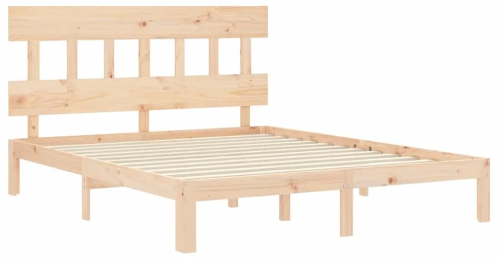 Estrutura de cama com cabeceira 160x200 cm madeira maciça