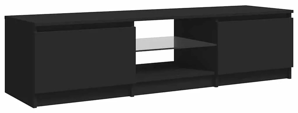 Móvel de TV com luzes LED 140x40x35,5 cm preto