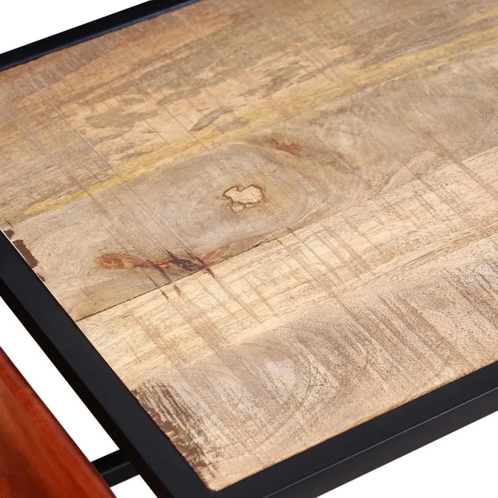 Mesa de centro c/ suporte de revistas pele genuína 110x50x45 cm