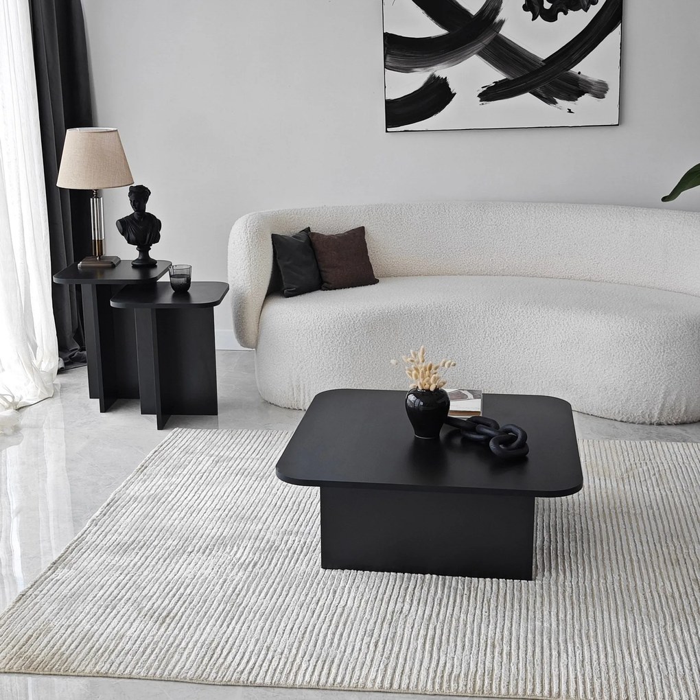 Conjunto de Mesas de Café Blues – Preto – 40x50x40 cm / 40x55x40 cm /
