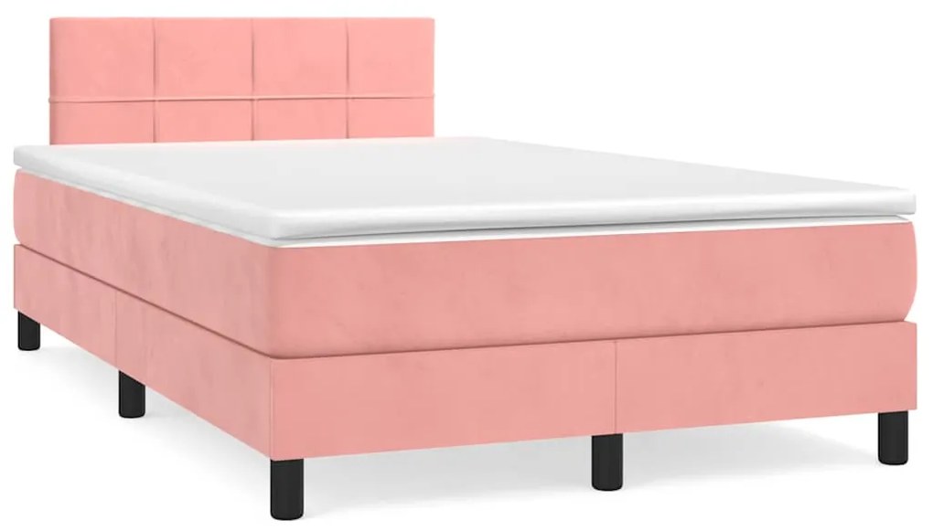 Cama box spring c/ colchão luzes e LED 120x190 cm veludo rosa