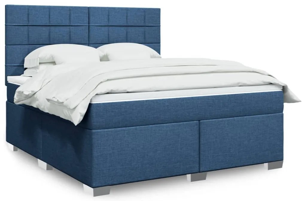 Cama com molas/colchão 180x200 cm tecido azul