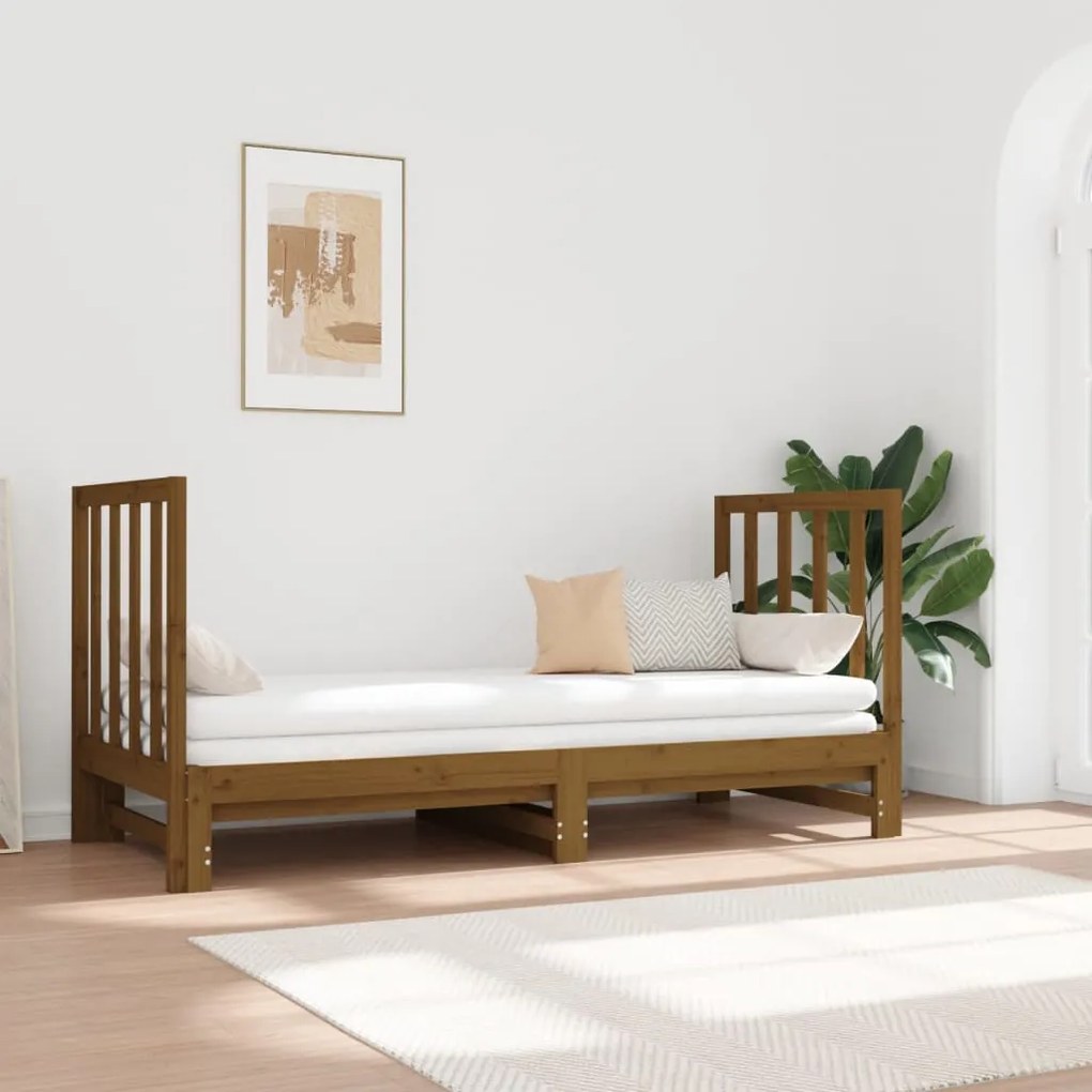 3124770 vidaXL Estrutura sofá-cama de puxar 2x(90x190)cm pinho maciço castanho