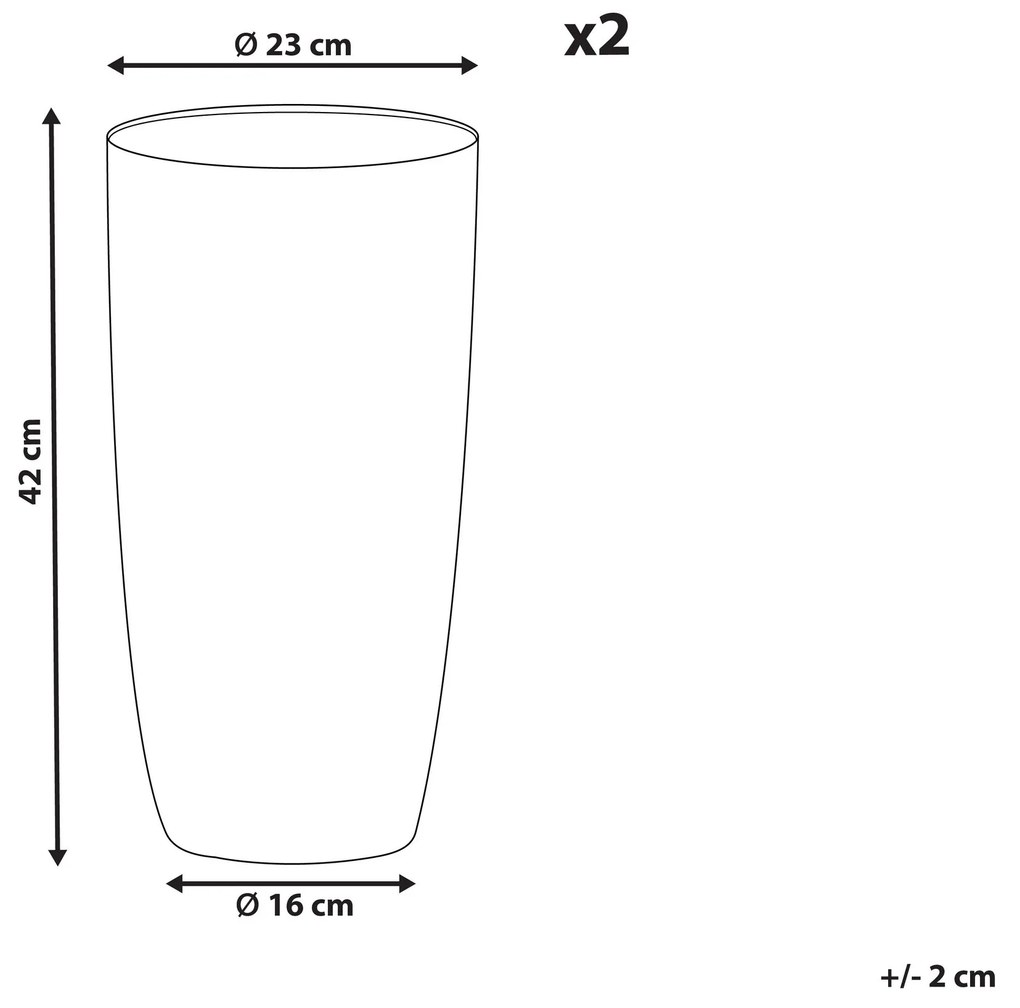 Conjunto de 2 vasos para plantas em pedra creme clara 23 x 23 x 42 cm ABDERA Beliani