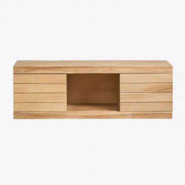 Conjunto De Móvel De Casa De Banho Suspenso 120x45 Cm Em Madeira De Teca Olyvanna Madeira De Teca Clara - Sklum