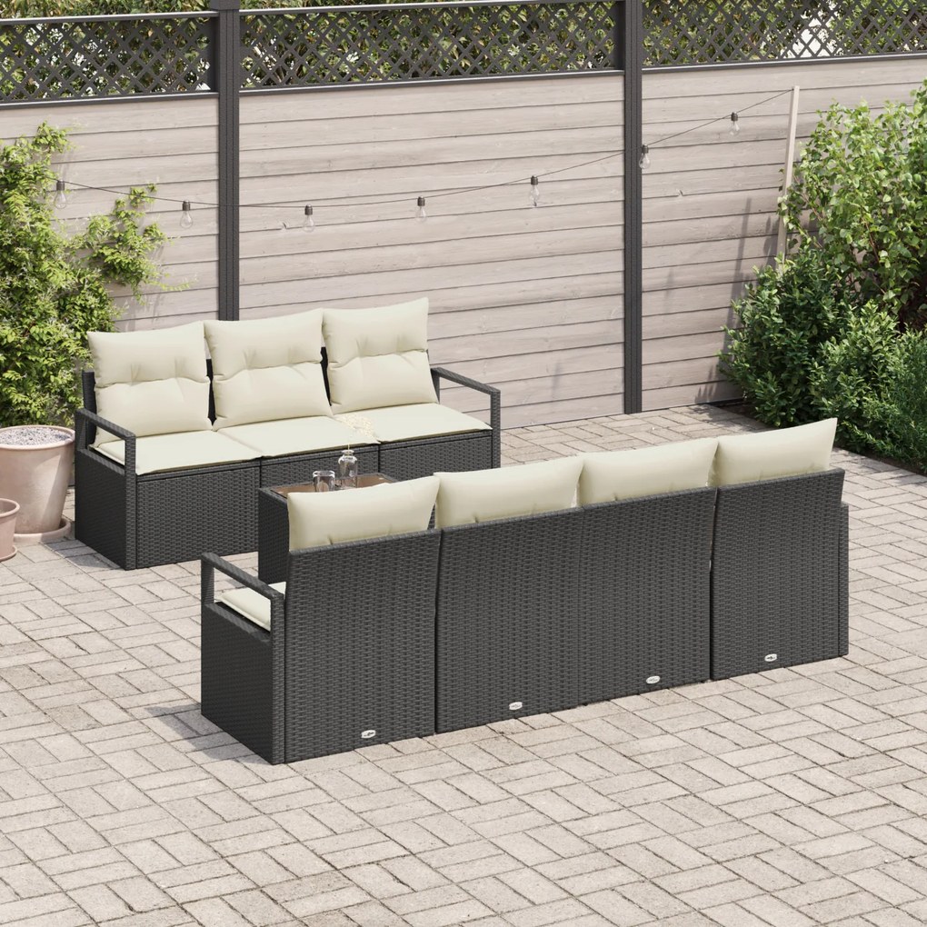 Conjunto de Sofás para Jardim vidaXL de 8 Peças com Almofadas Preto Ra