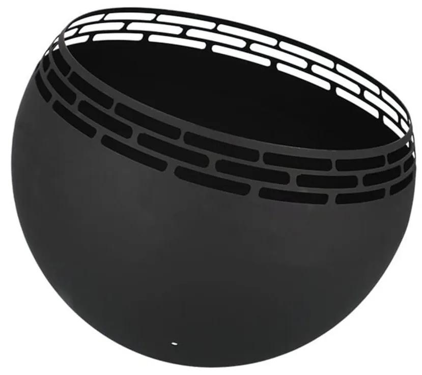 Esschert Design Taça de combustão esférica c/ tiras preto