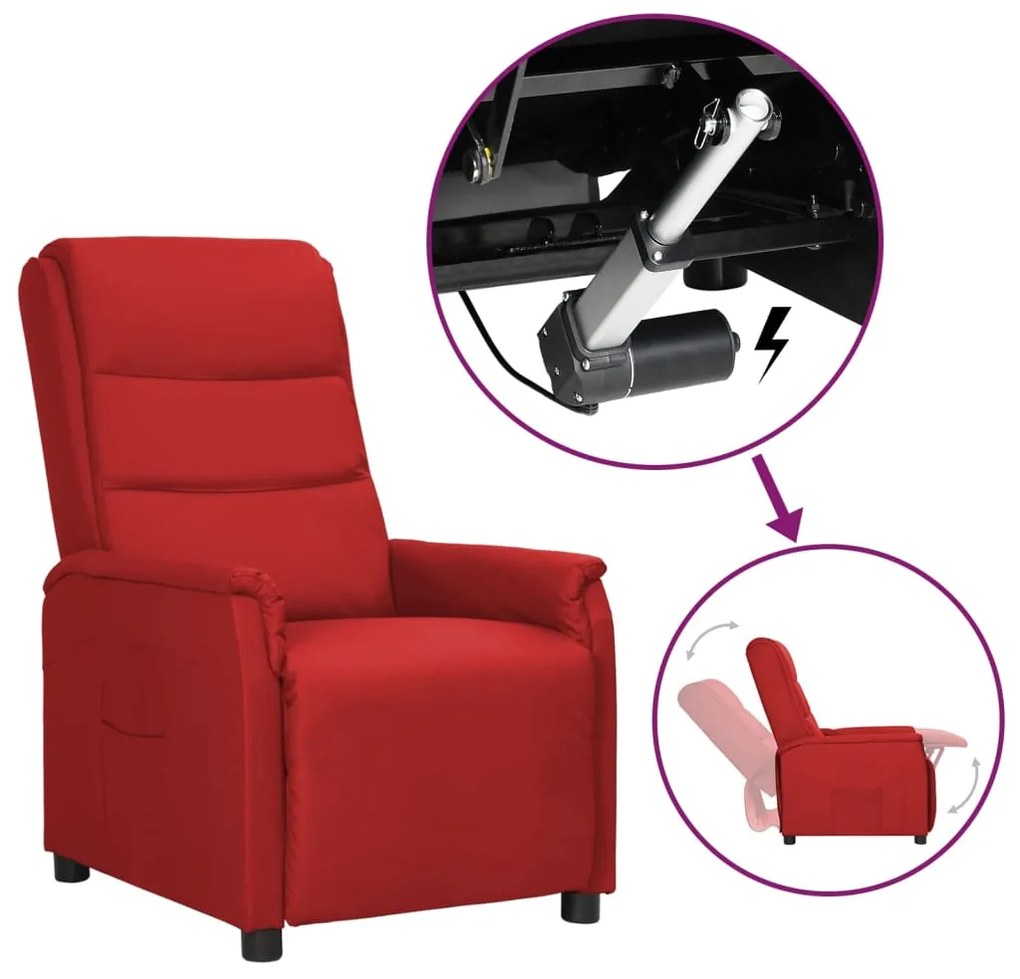 vidaXL Poltrona elevatória couro artificial vermelho tinto