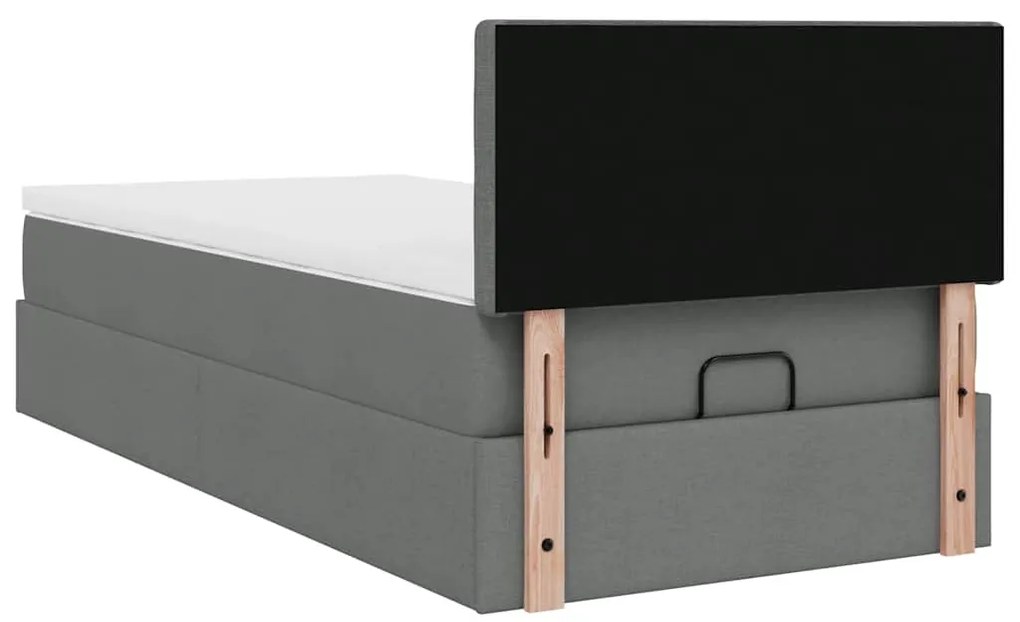 Estrutura cama otomana colchão 80x200 cm tecido cinzento escuro