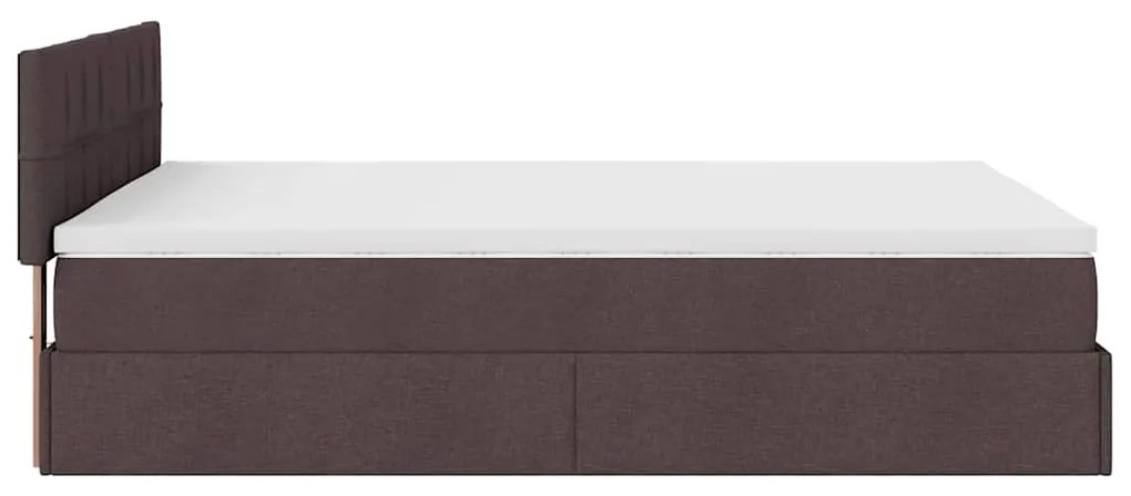 Cama otomana com colchão 140x190 cm tecido castanho escuro
