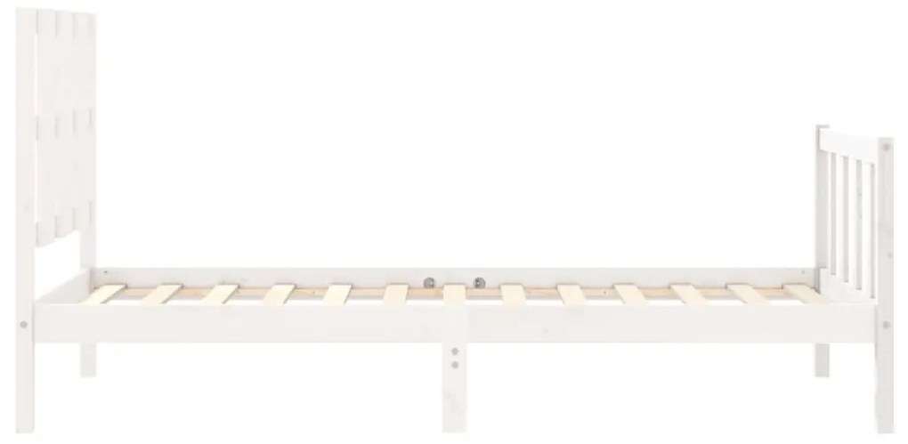 Estrutura de cama com cabeceira 90x190 cm madeira maciça branco