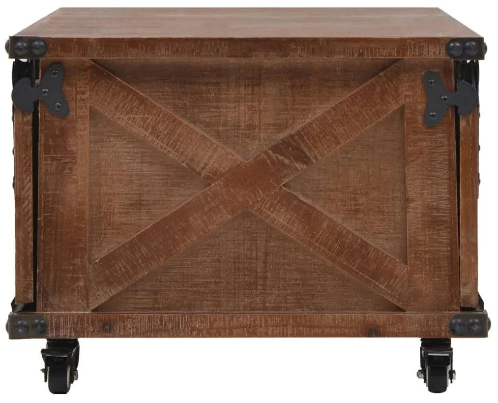 Mesa de centro em madeira de abeto maciça 91x51x38 cm castanho