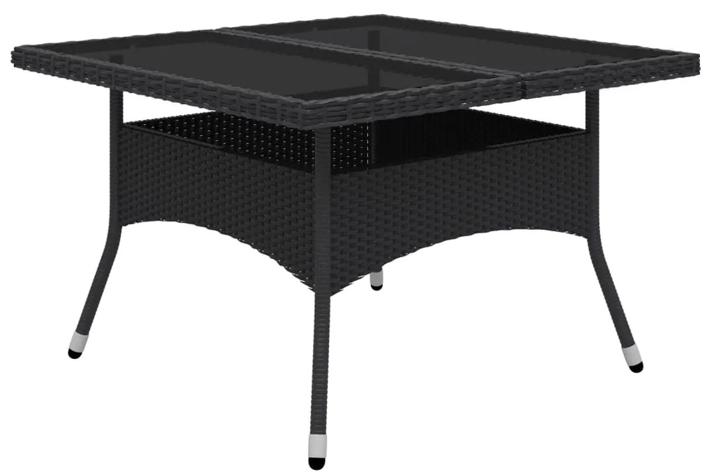9 pcs conjunto de jantar para jardim vime PE e vidro preto
