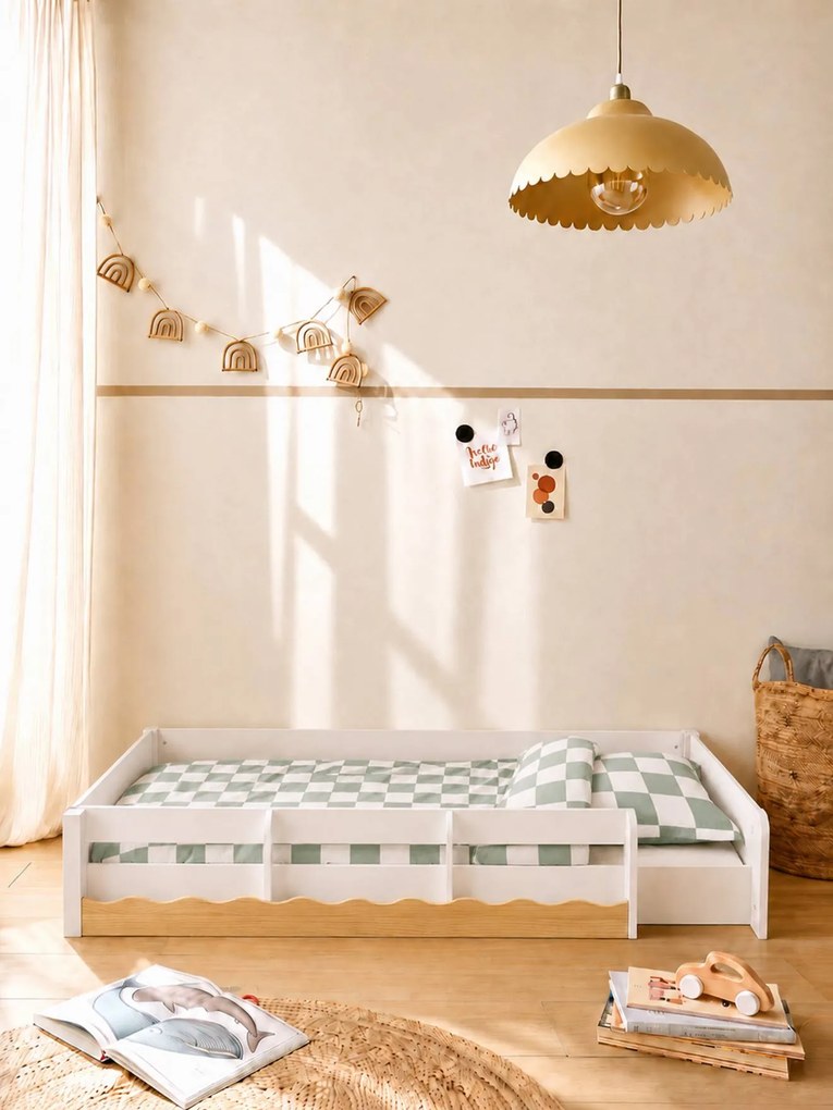 Cama evolutiva com arrumações WAVY para criança branco