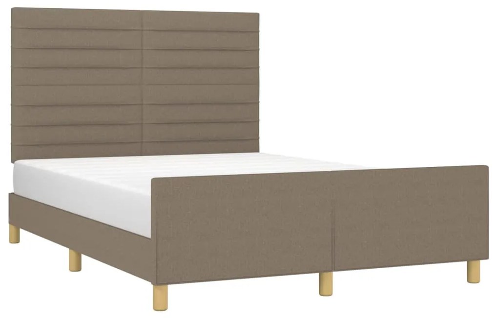Cama sem colchão 140x190 cm tecido castanho-acinzentado
