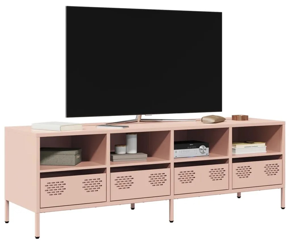 Móvel de TV 135x39x43,5 cm aço laminado a frio rosa