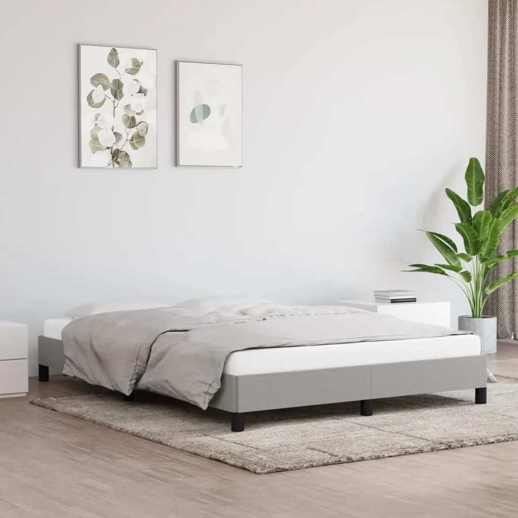 vidaXL Estrutura de cama sem colchão 140x200 cm tecido cinzento-claro