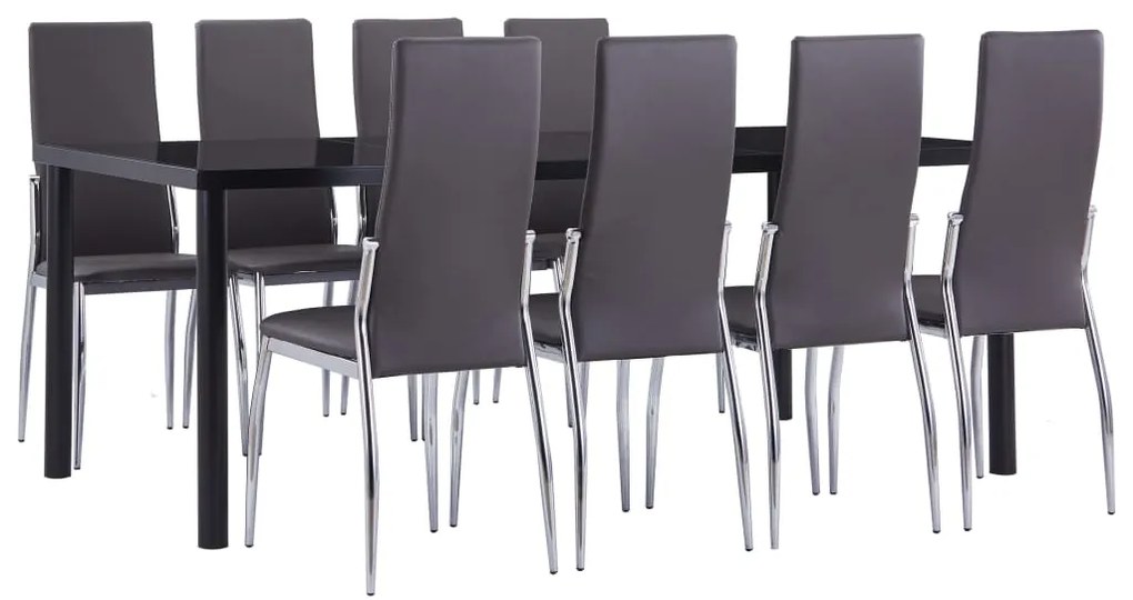 vidaXL 9 pcs conjunto de jantar couro artificial cinzento