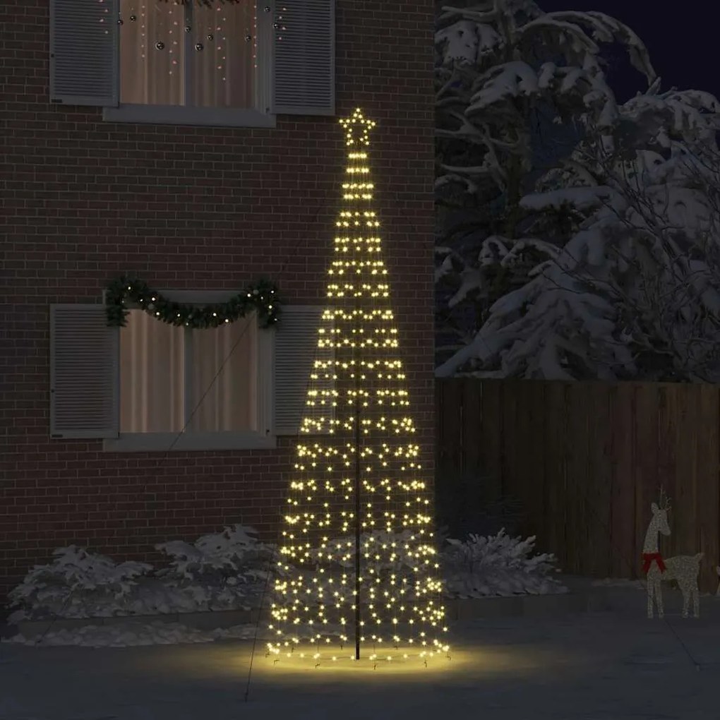 vidaXL Árvore de Natal LED com Estacas para o Solo Ouro 400 cm Ferro