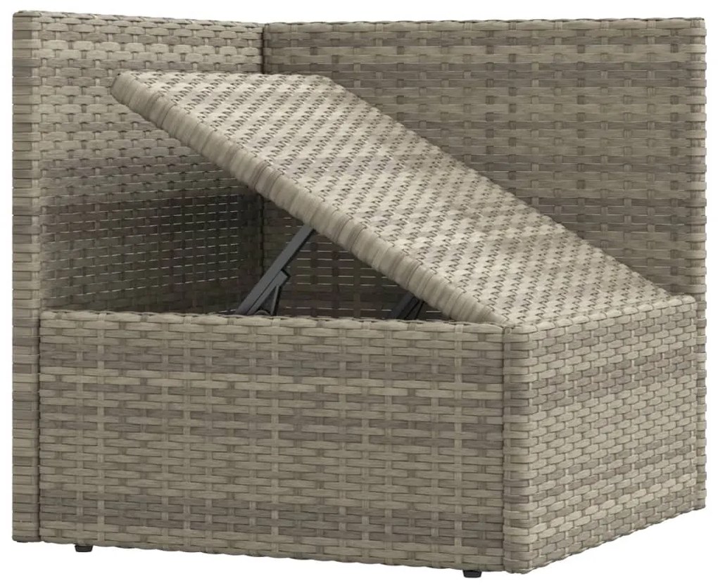 3 pcs conjunto lounge de jardim c/ almofadões vime PE cinzento