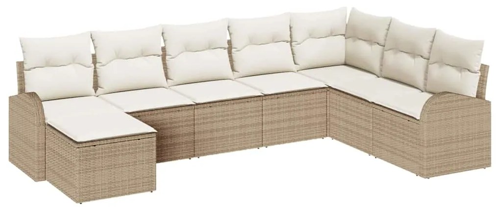 Conjunto de Sofá de Jardim 8 Peças com Almofadas Begeh em Rattan Sinté