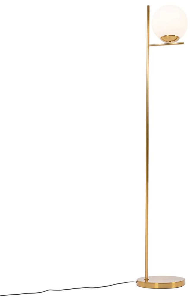 Candeeiro de pé Art Deco dourado e vidro opalino - Flore Design