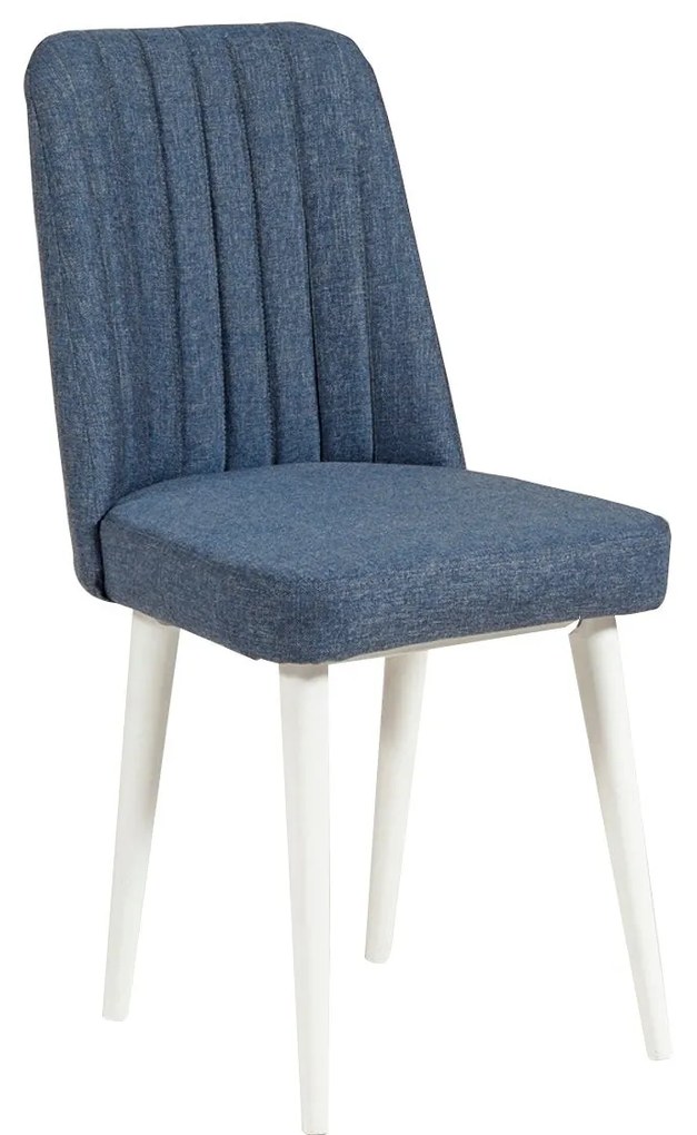 Conjunto de Mesa de Jantar Extensível e Cadeiras Vina – Branco e Azul