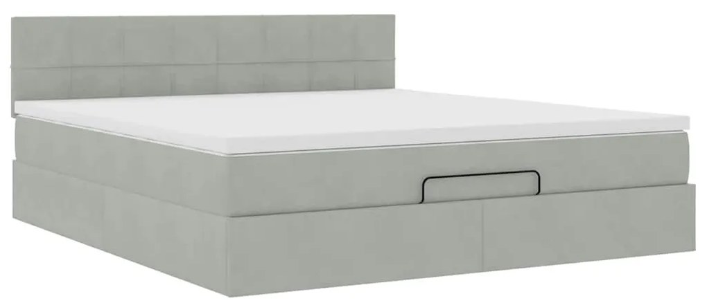 Estrutura de cama otomana com colchão 180x200 cm cinzento claro