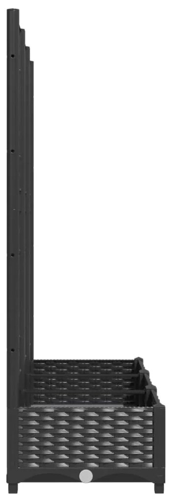 Vaso/floreira jardim c/ treliça 120x40x121,5 cm PP preto