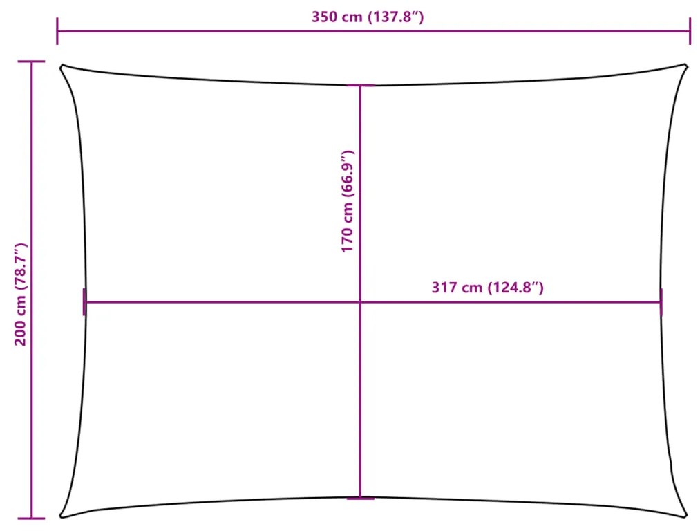 Para-sol estilo vela tecido oxford retangular 2x3,5 m branco