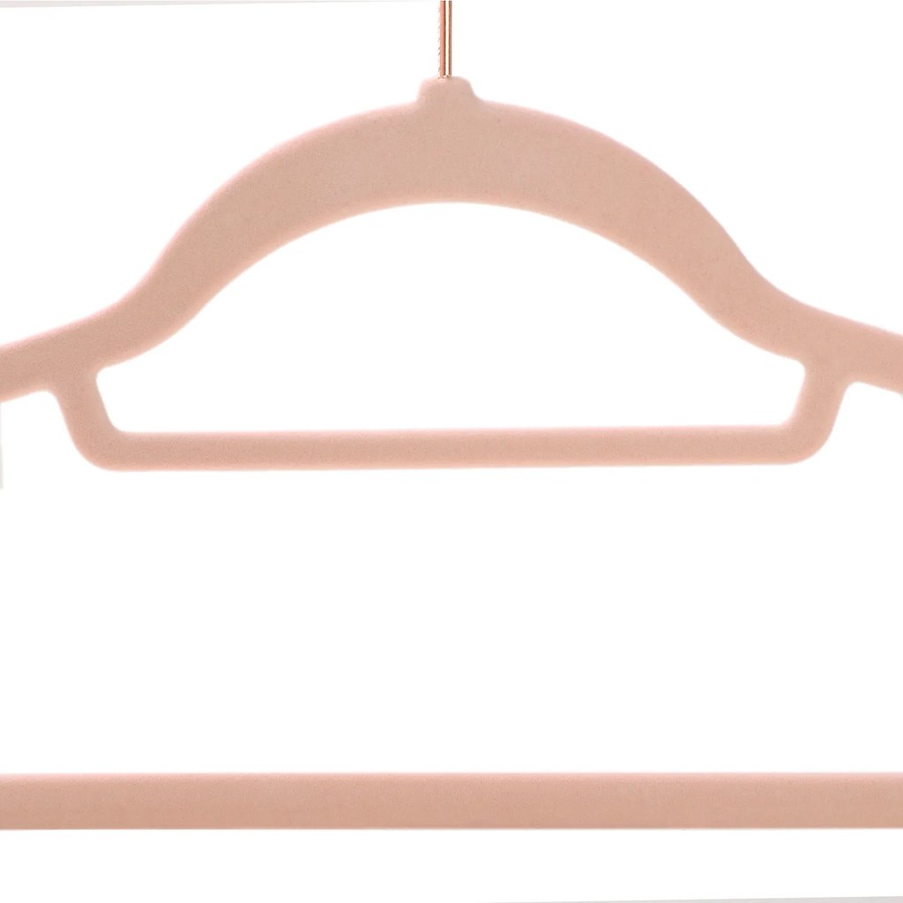 Conjunto de 30 cabides de veludo 45 x 23,5 cm rosa + dourado