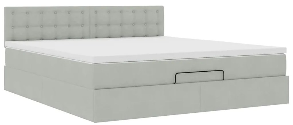 Estrutura de cama otomana com colchão 160x200 cm cinzento claro