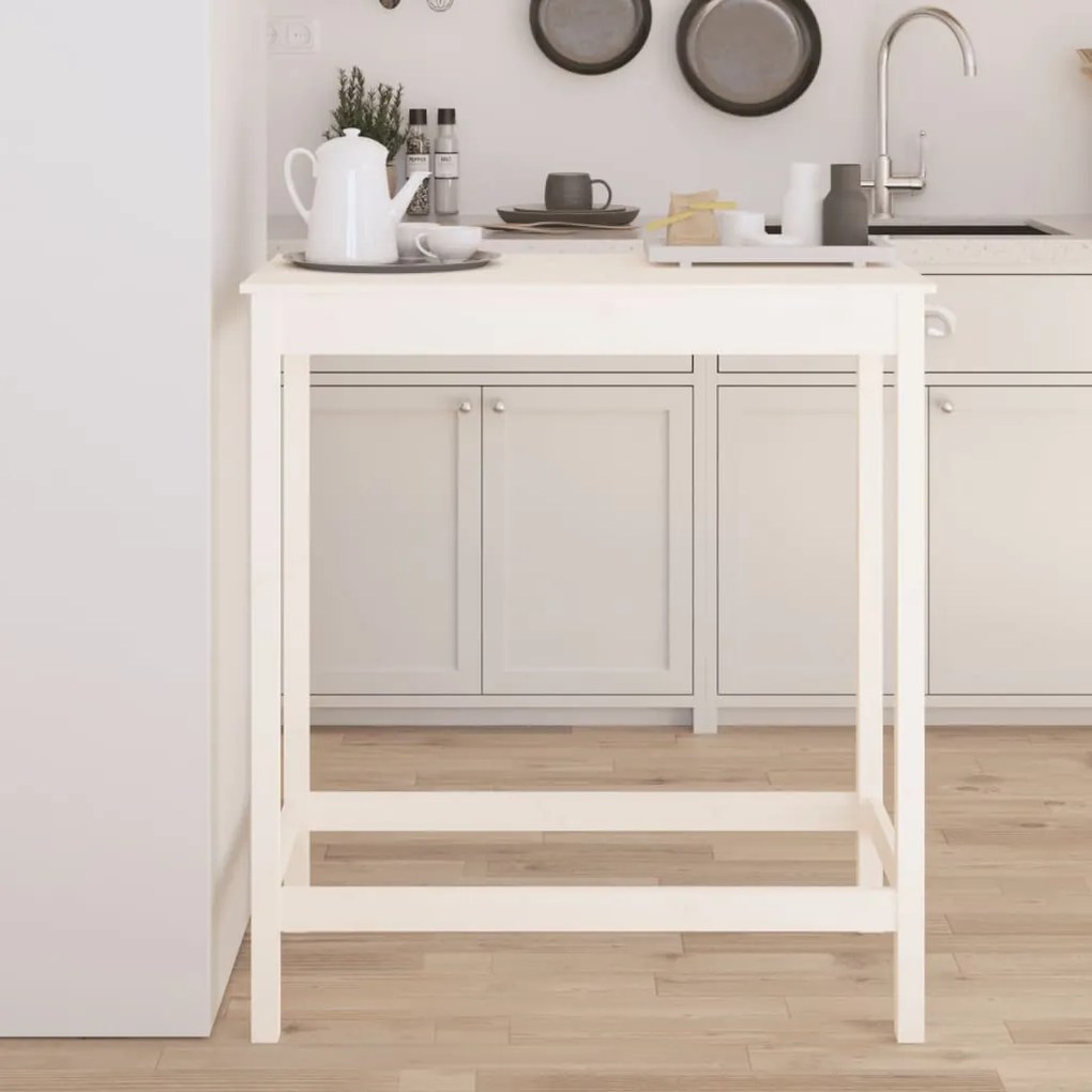 833266 vidaXL Mesa de bar 100x50x110 cm madeira de pinho maciça branco