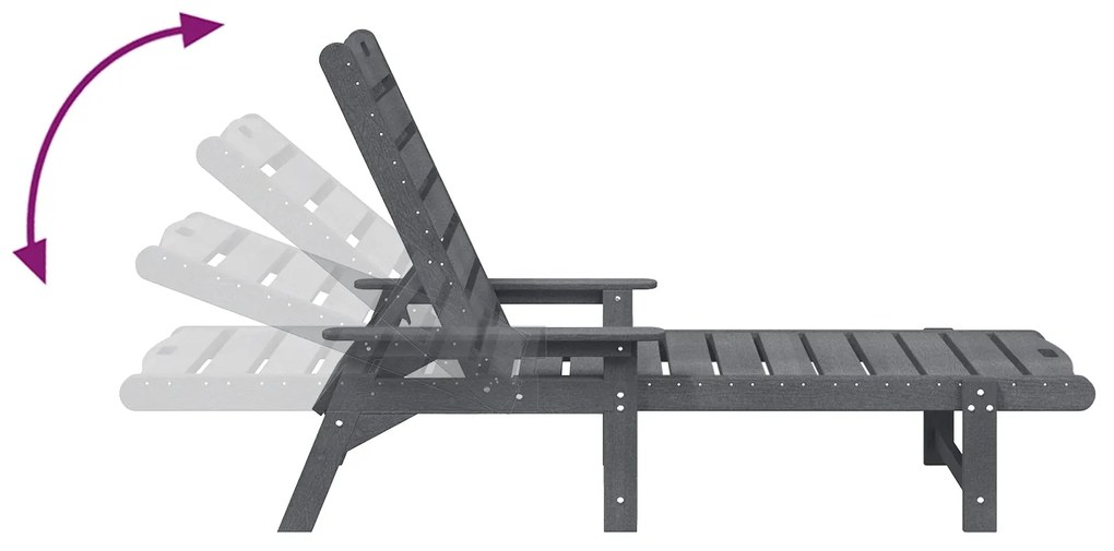 Espreguiçadeira Cinzento-claro 53x162x98.5 cm HDPE