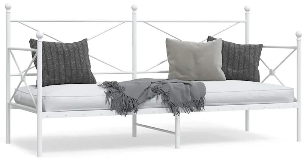 vidaXL Cama de Dia sem Colchão 75x190 cm aço branco