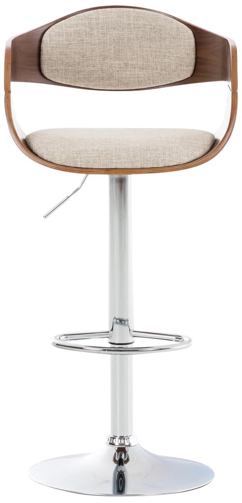 Banco de bar Kingston em tecido e com estrutura cromada 50 x 88-102 x 48 cm Creme + Cor Nogueira
