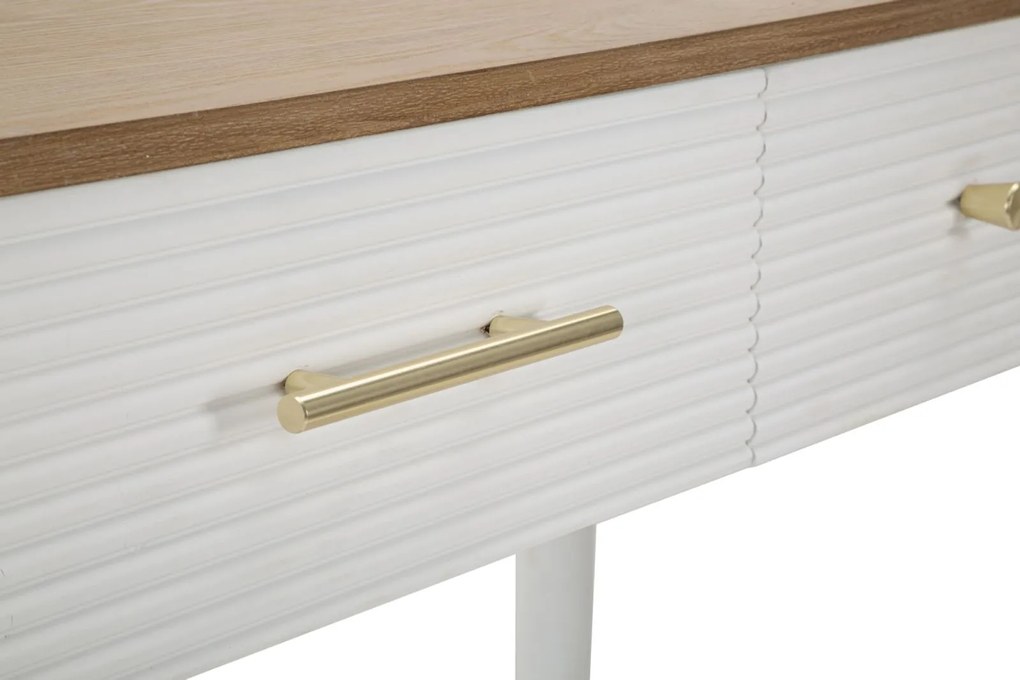 MESA CONSOLA MATERA 107X37X80 CM BRANCA E CASTANHA