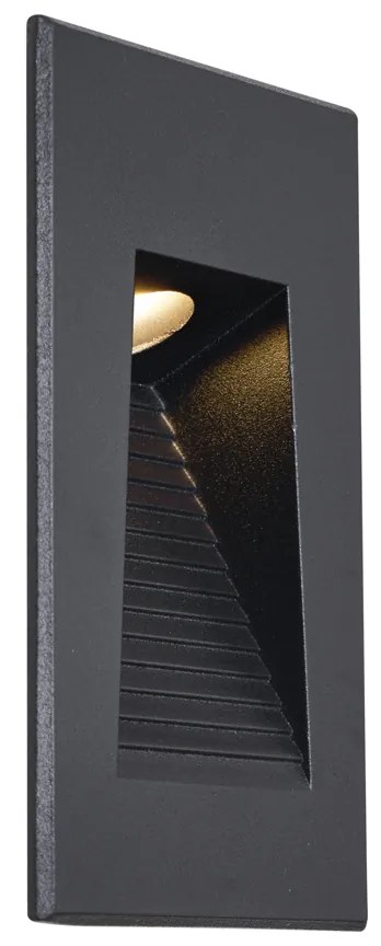 Aplique de parede embutido moderno preto 7cm incl. LED IP65 - Trem Moderno