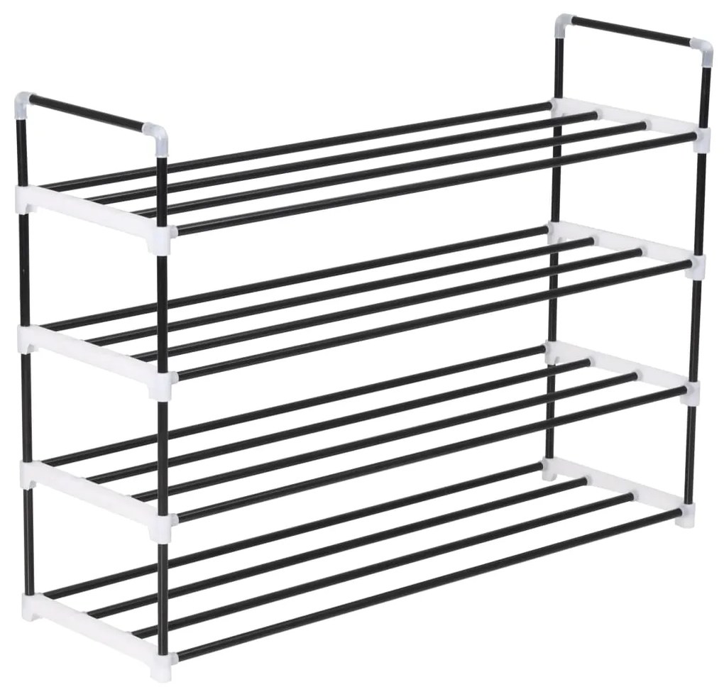 vidaXL Sapateira com 4 prateleiras metal e plástico preto